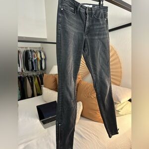 Sculpted faded black denim jeans